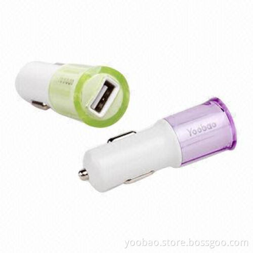 Car Chargers with 10-24V DC, 1.0A Input, 26 x 26 x 76mm Dimensions